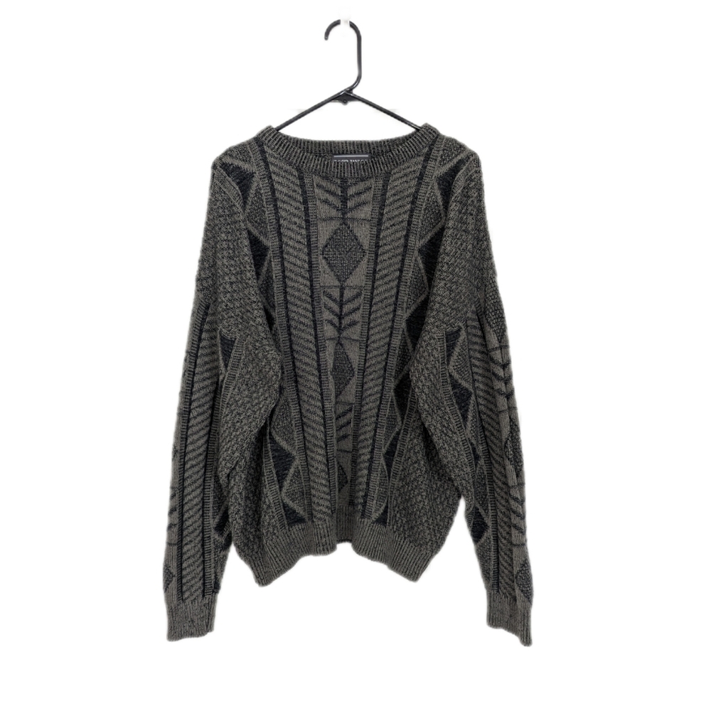 Vintage 90s Oversized Knit Grandpa Sweater Abstract Design